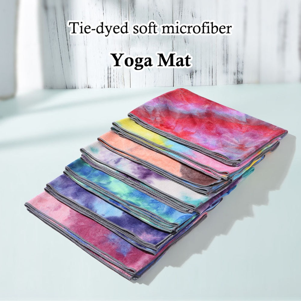 Moonglade yogamåtte yoga forsyninger tie-dye yoga håndklæde sports håndklæde farverigt trykt tæppe håndklæde tykkere skridsikker 183cm*63cm