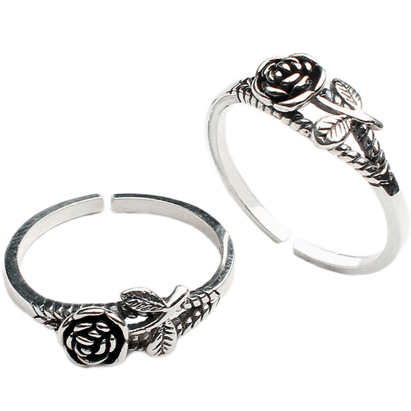 925 Sterling Zilver Rose Bloem Verstelbare Ringen Voor Vrouwen Verloving Sieraden Accessoires