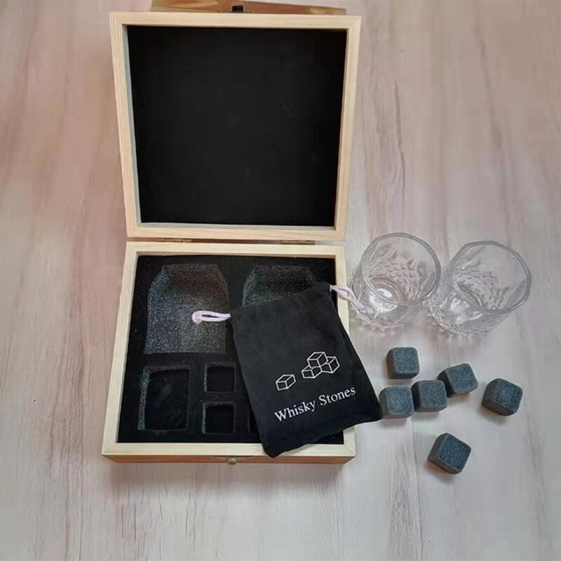 Bourbon Whiskey stone Set - rock whiskey cooling stone - Scotch glass box - wisky stones Set