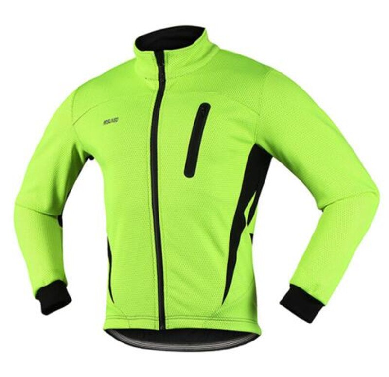 Arsuxeo thermische fietsjas winter warming-up fleece fietskleding winddicht waterdicht sportjas mtb fietsshirt: Groente / Xxl