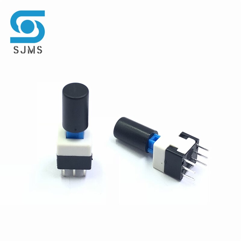 Interruptor de botón táctil autoblocante, 5,8x5,8 MM, 7x7MM, 8x8MM, 8,5x8,5 MM, microinterruptor de reinicio, tapa táctil A04, 10 unidades: XS / Negro