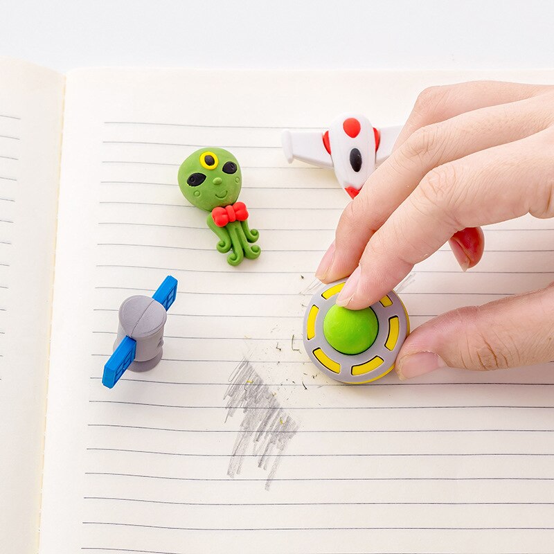 Gomme en forme de vaisseau spatial Kawaii, gomme fantastique, papeterie promotionnel pour élèves du primaire, outil d&#39;écriture en caoutchouc