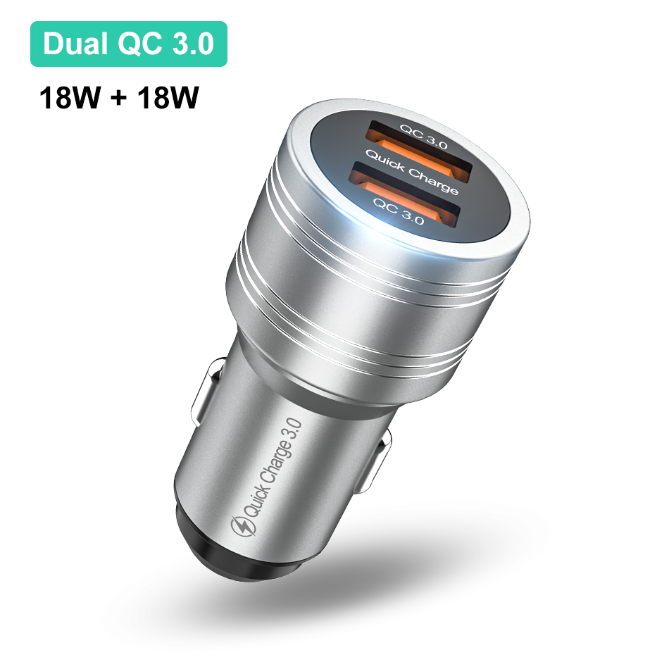 36W Quick Charge 3.0 Dual Qc Car Charger Voor Iphone Samsung Snelle Auto Opladen Voor Huawei Xiaomi QC3.0 Mobiele telefoon Usb Lader: Gray