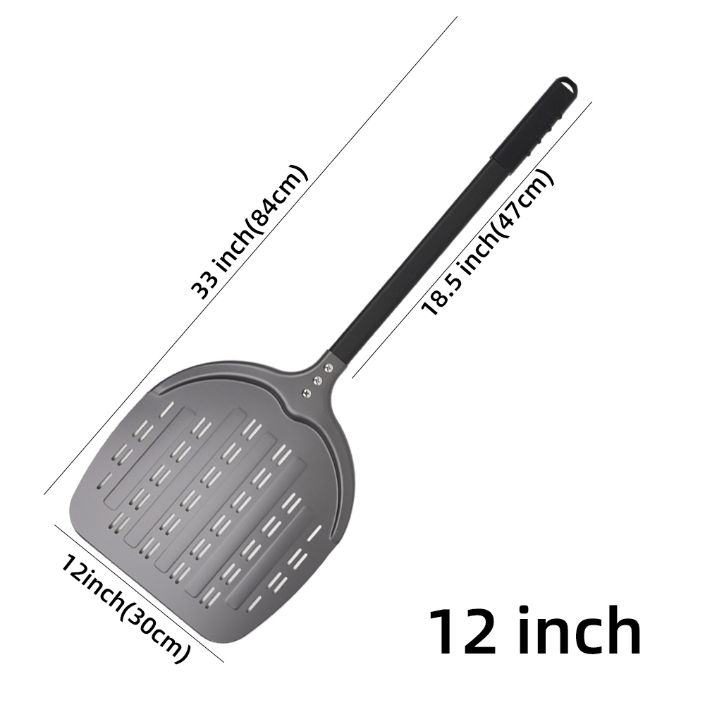12 13 14 Inch Pizza Schil Lange Steel Draaien Aluminium Pizza Turner Anti-aanbak Bakken Tool Geperforeerde Peddel Keuken accessoire