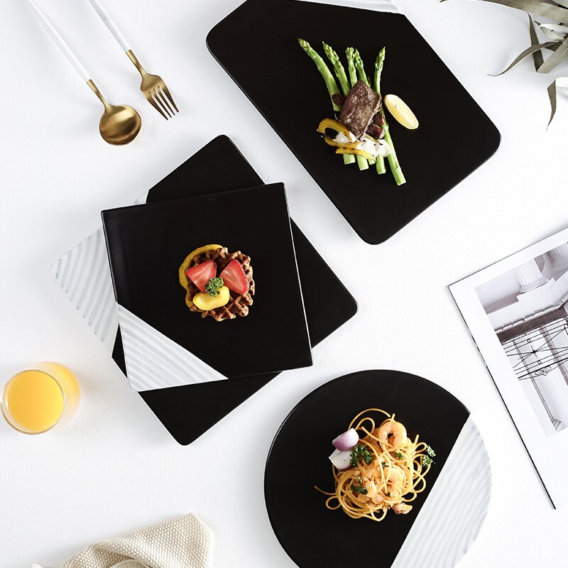 Fancity flade tallerkener til hjemmet, keramiske sushitallerkener, grillbakker, desserttallerkener, flade tallerkener, bøftallerkener