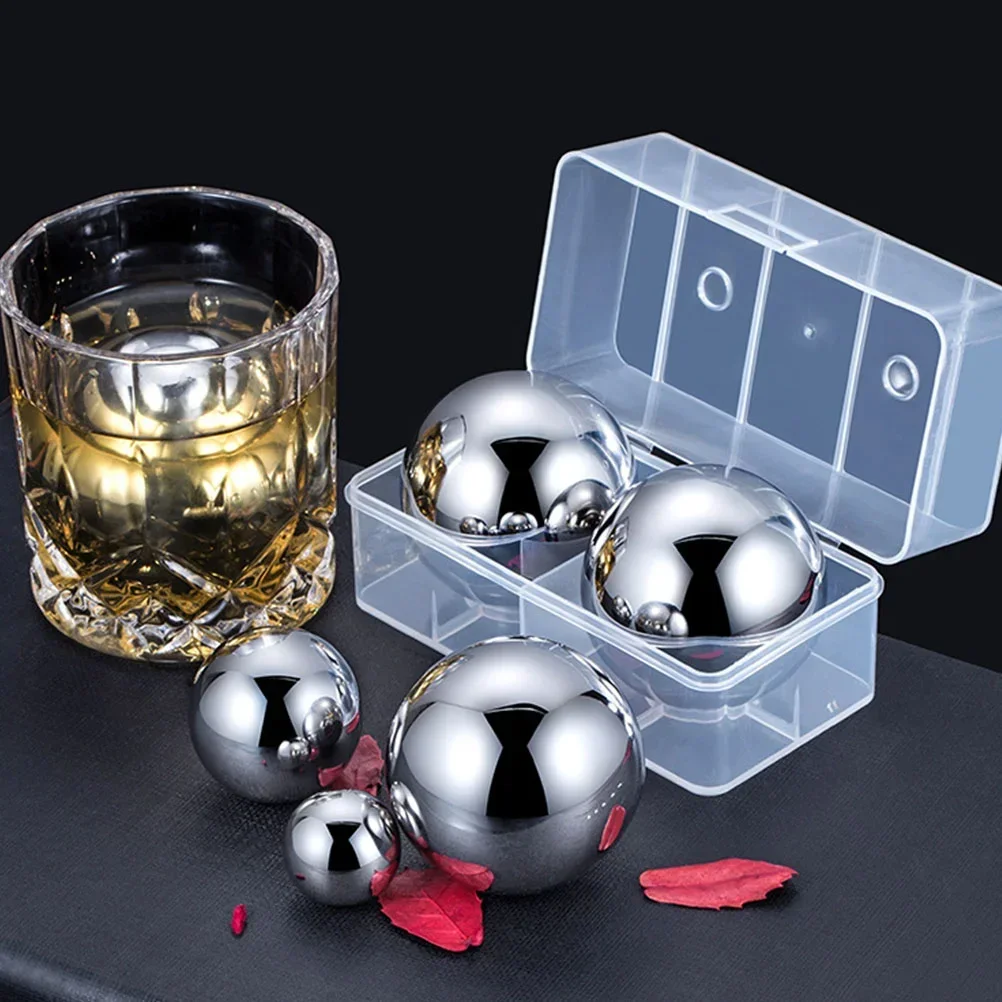 2 szt. Duże kamienie robić Whisky okrągłe lodowa kulka ze stali nierdzewnej chłodziarka robić napojów wielokrotnego użytku robić piwa wina kawa akcesoria barowe klasy spożywczej