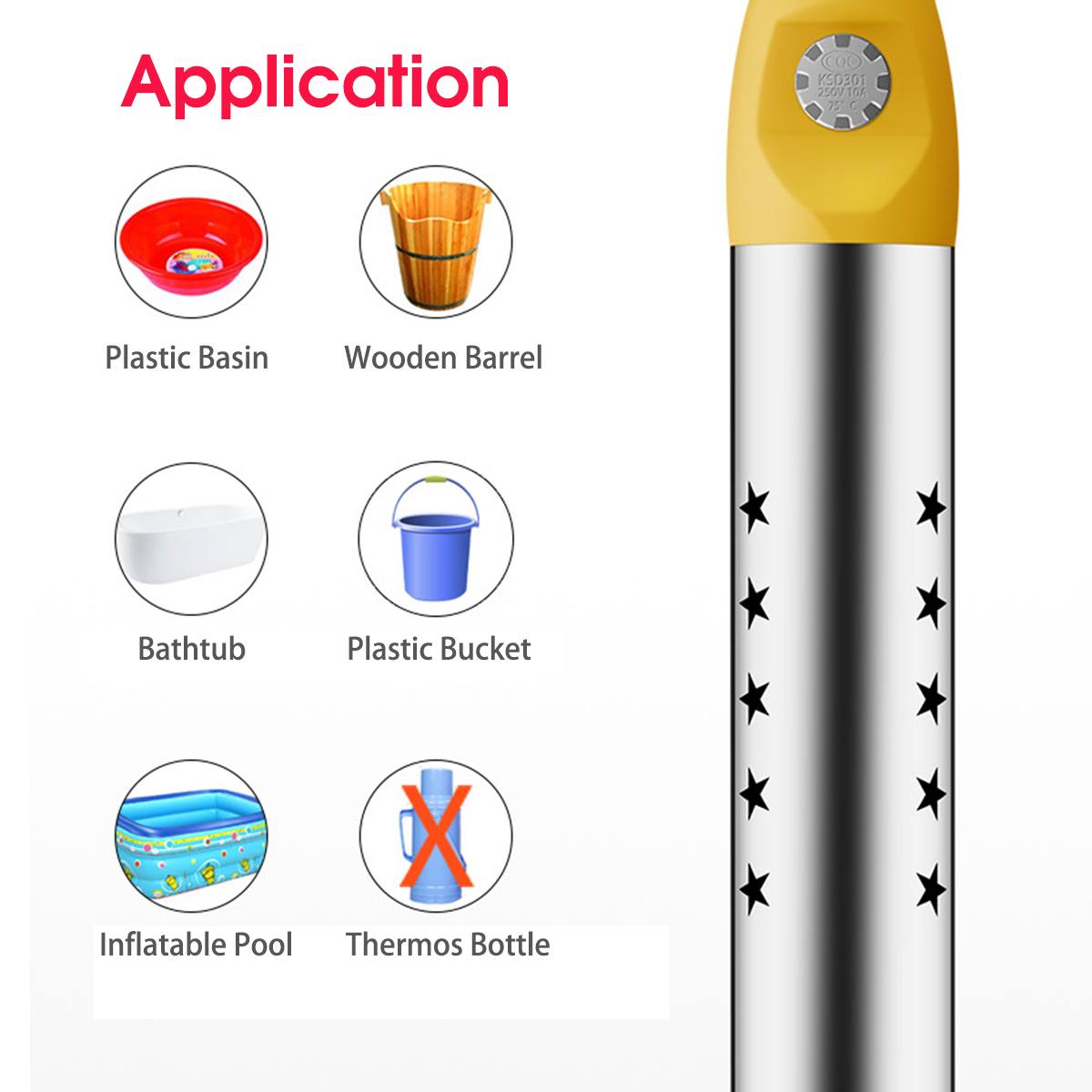 2000W/2500W Floating Electric Instant Heater Water Boiler Water Heater Portable Immersion Suspension Bathroom Swimming Pool 220V