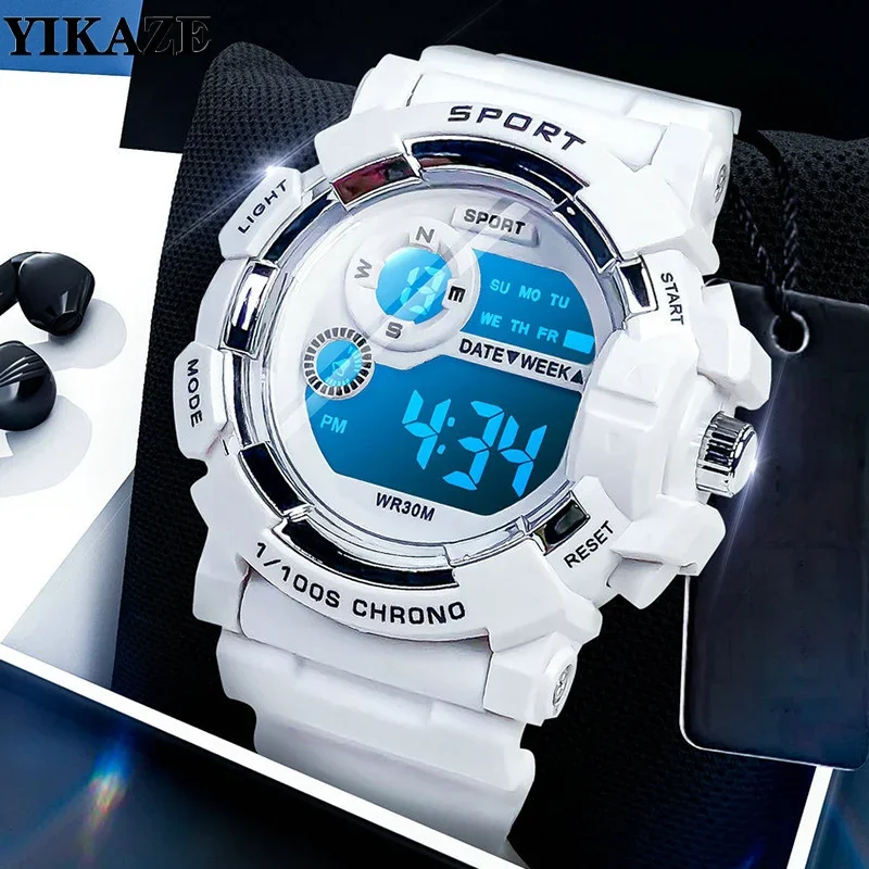 YIKAZE Sports Watches Men Women Digital Watch Waterproof Luminous Alarm Clock Electronic Wristwatch for Kids Children