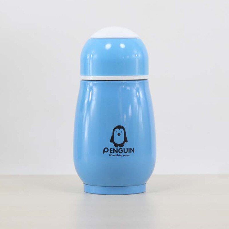 Stainless Steel Thermos Premium Travel Rabbit Coffee Cups BPA Free Thermos Mug for Tea Cute Kids Water Bottle Garrafa Termica: penguin blue
