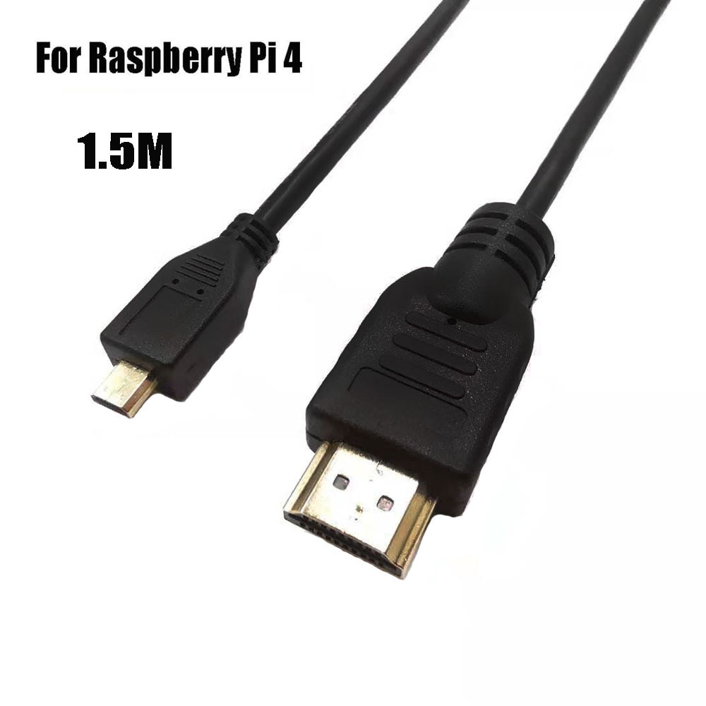For Raspberry Pi 4 Micro HDMI to HDMI Cable Adapter 1.5M Male-Male HDMI 1080P Converter for Raspberry Pi 4 Model B