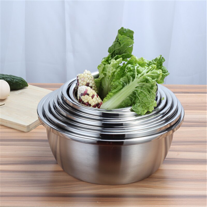 1 stücke Edelstahl Schleifen Mischen Schalen Dicker DIY Kuchen Brot Salat Rührgerät Küche Kochen Werkzeuge Backen Rührgerät Küche Topf