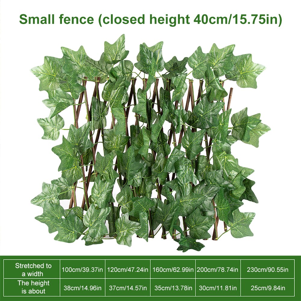 Retractable Artificial Garden Fence Expandable Faux Ivy Privacy Fence Wood Vines Climbing Frame Gardening Plant Home Decorations: 40CM big leaf