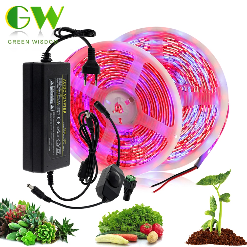 Plant Grow Light Strip Full Spectrum Phytolamp 5m LED Strip Lamp for Plants Flowers Dimmable Phyto Tape for Greenhouse Grow Tent