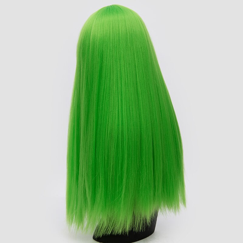 MSIWIGS pelucas Rojas largas con flequillo recto, pelo sintético Natural de fibra resistente al calor, peluca de Cosplay femenina Blanca, Púrpura, verde marrón: green