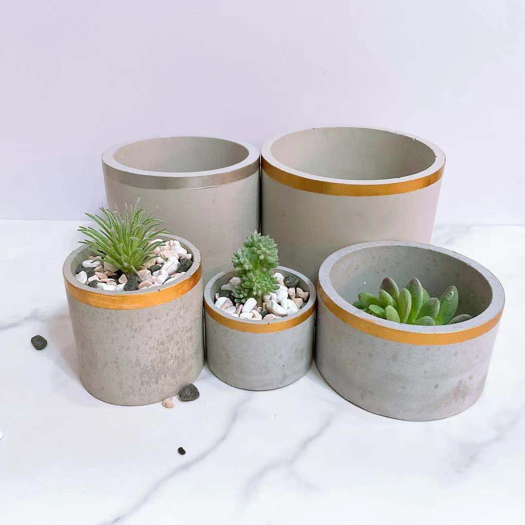 Moule de Pot de fleur en Silicone Jesmonite, grand moule de Pot rond de fleur de bougie en béton de pilier de multi-taille