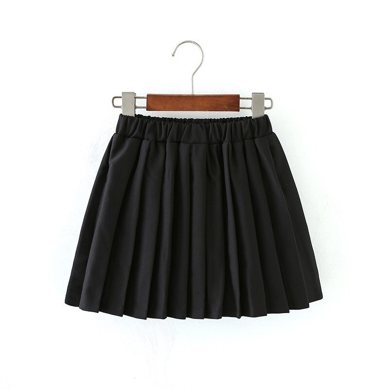 Jupe plissée pour filles, vêtements décontractés, couleur unie, courte, noire, taille élastique, vêtements pour enfants de 12 à 14 ans, printemps et été