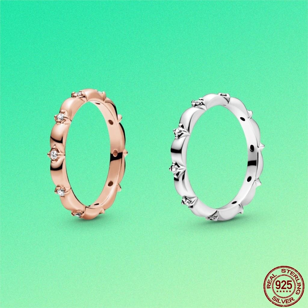 Real 925 Sterling Silver Flower Petals Band Finger Ring For Women Original Brand Jewelry For Wife Girlfriend