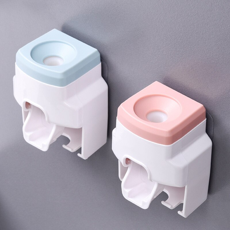 Wall Mount Toothpaste Dispenser Bathroom Accessories Home Waterproof Lazy Toothpaste Squeezer Toothbrush Holder Hooks