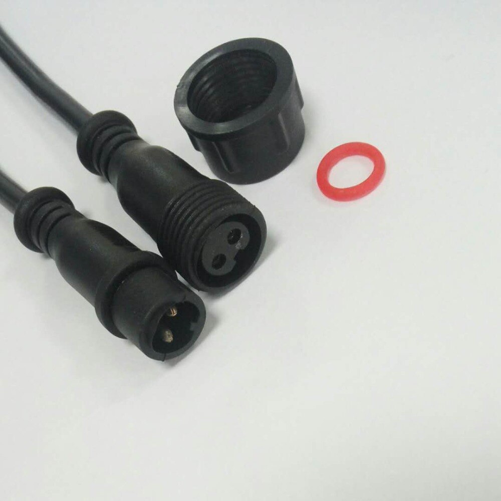 2 Core BLACK Waterproof pigtail,20cm/30cm/50cm long each;male and female;male connector's diameter:13.5mm/18.5mm outdoor