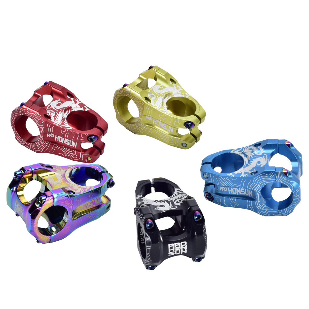 Farverig xc am mtb cykelstyr frempind cykel kort frempind 0 graders mountainbike styr frempind 31.8*45mm regnbue cykel frempind