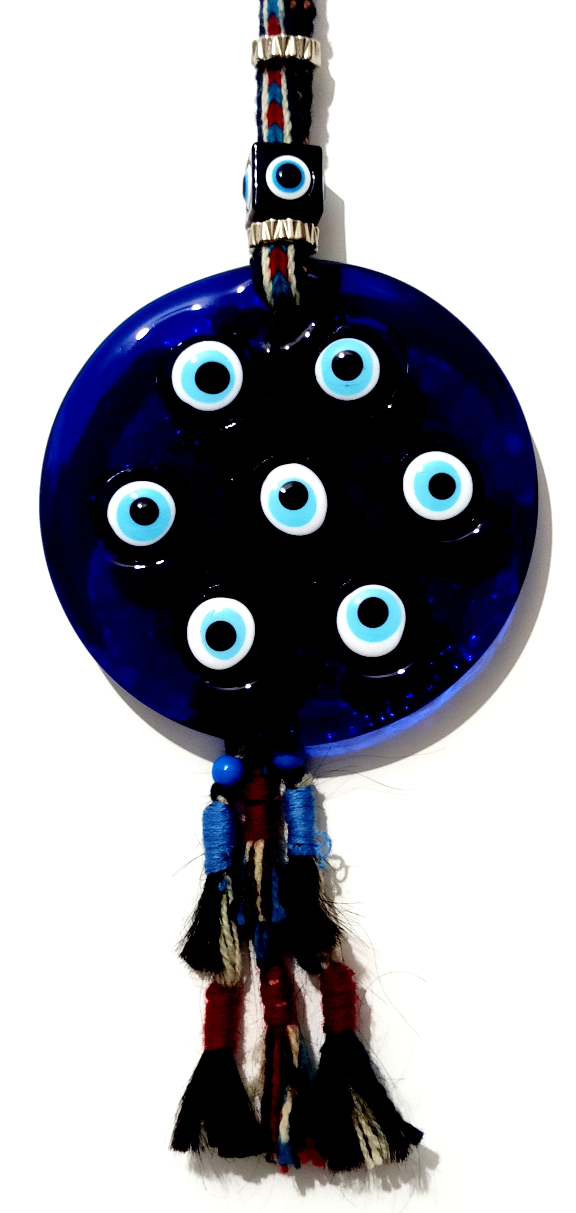 Authentic Corded Seven-Eyed Glass Evil Eye Bead Door and Wall Ornament Handmade Souvenir Evil Eye