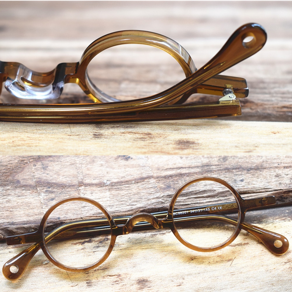 BETSION Jahrgang Kleine Runde 34mmEyeglass Rahmen Acetat Vollrand Hand Gemacht Für Männer Frauen Optische Verordnung Brillen