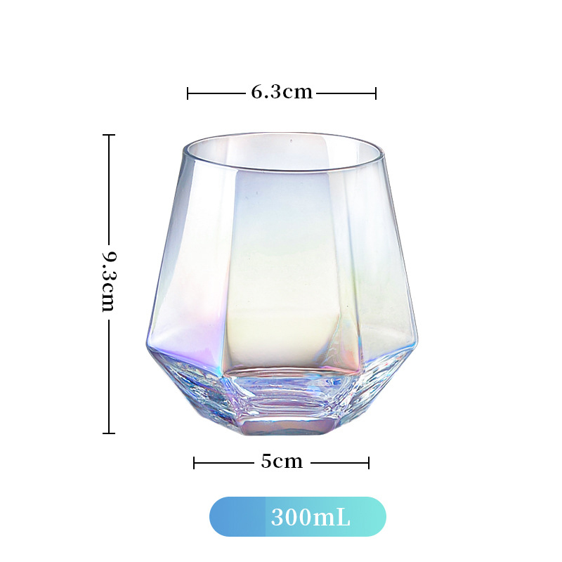 Hexagon Wine Glass Tumbler Mug Latte Coffee Fruit Juice Whiskey Cups Drinking Bar Club RR2180: B