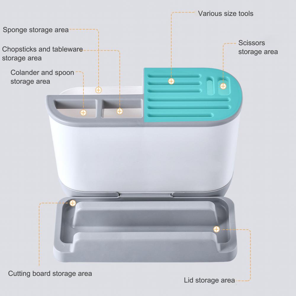 Multifunctional knife holder, cutting board, integrated storage rack for kitchen supplies, cutting board, chopsticks, pot cover