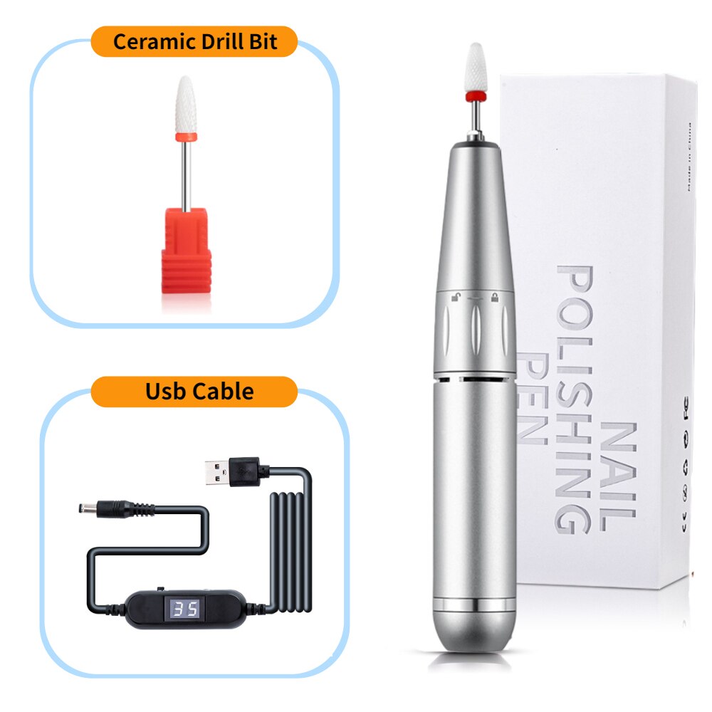 35000/20000RPM macchina per Manicure trapano per unghie fresa per Manicure accessori per Pedicure strumento per Nail Art punta per trapano per unghie: 301-Silver