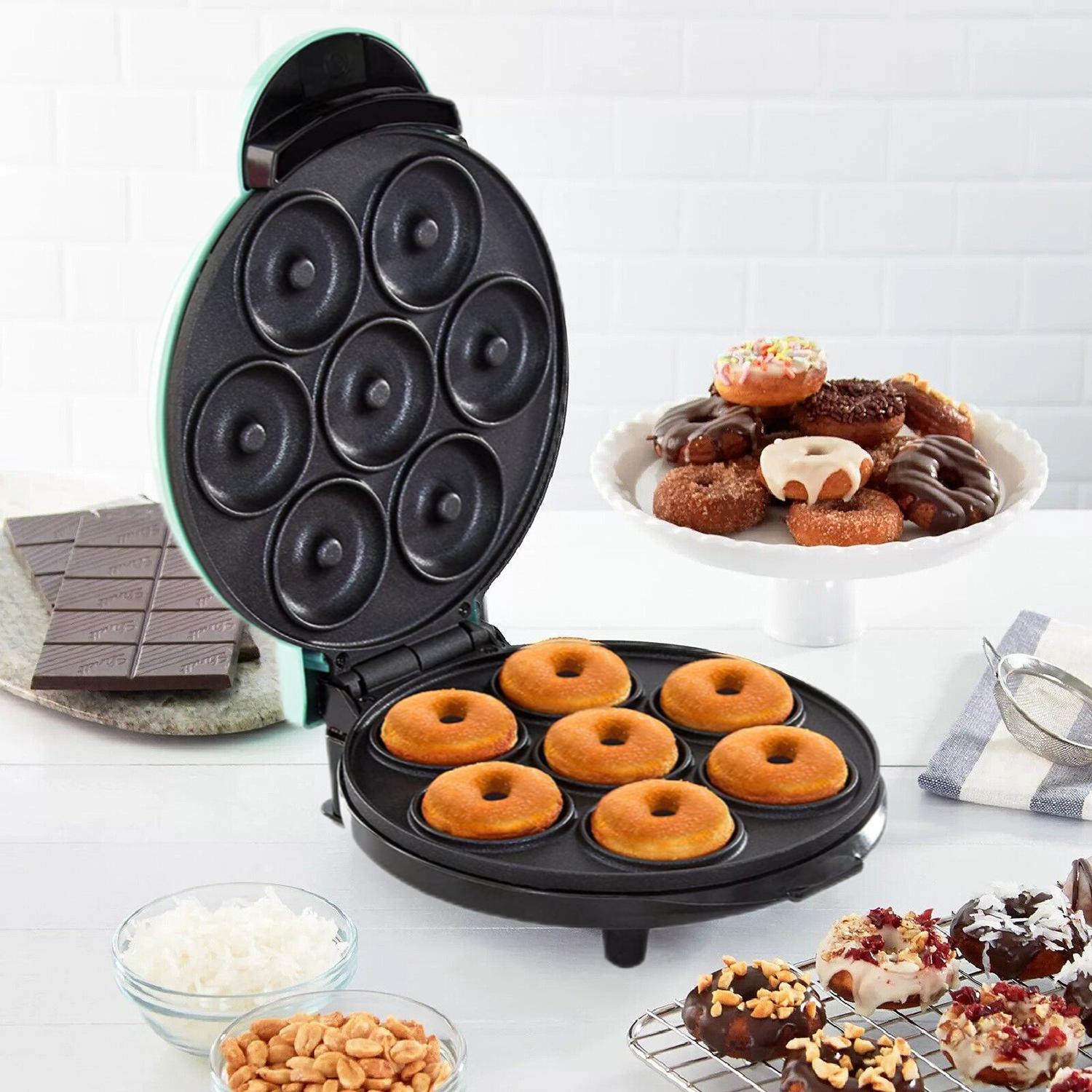 MOCATT Máquina para hacer rosquillas multifuncional de 7 orificios, adecuada para hornear en casa, desayuno en la cocina, gofres, postres, sándwiches y tostadas