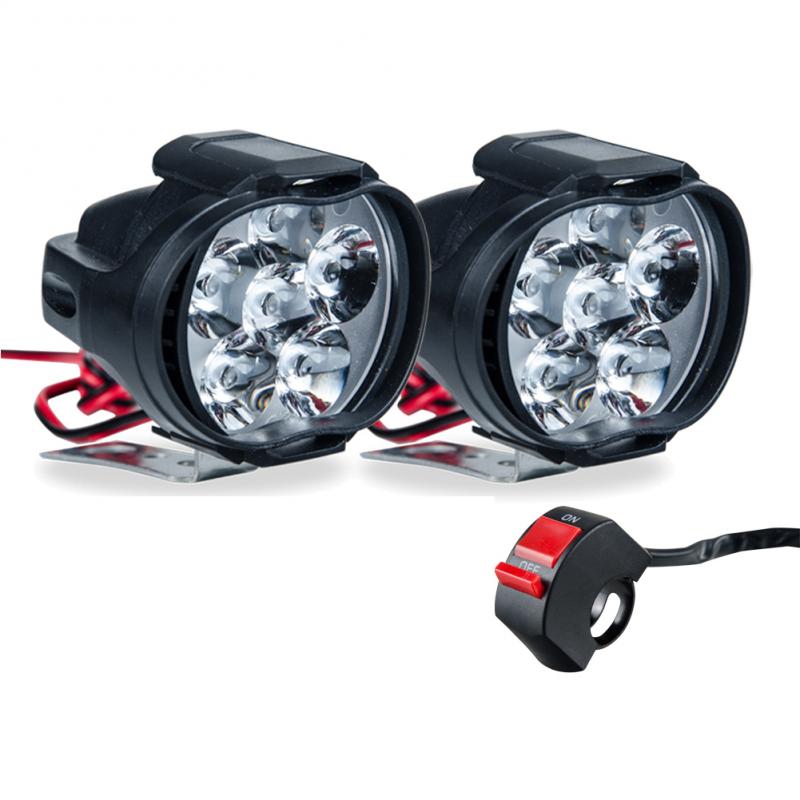 2 Stuks Motorfietsen Koplamp 6500K Wit Super Bright 6 Led Werken Spot Light Motorbike Fog Lamp 1200LM Led Scooters spot: Default Title