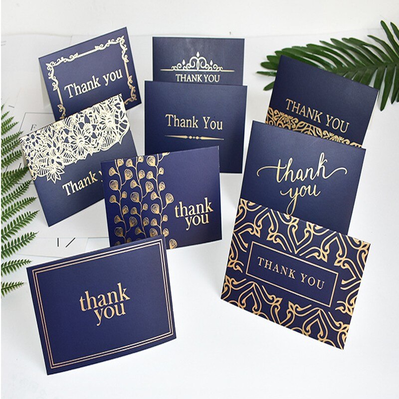 1pcs/pack thank you Card Bronzing with dark blue envelope Scrapbooking party invitation greeting cards business card
