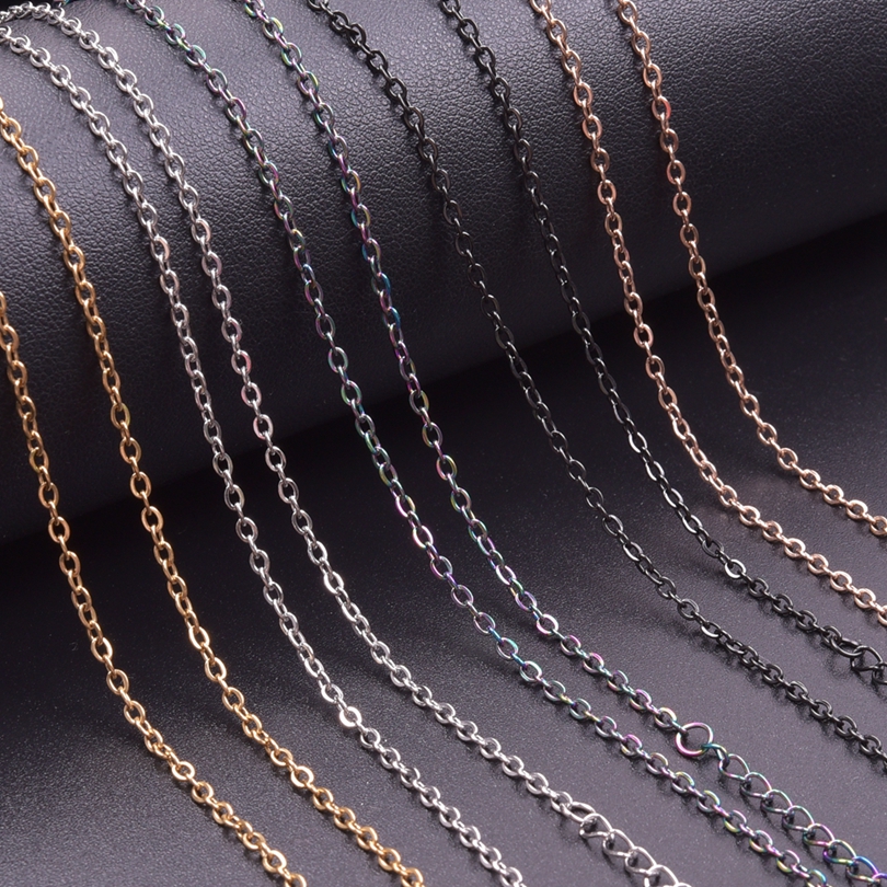 Collares de cadena O de acero inoxidable de Metal para mujeres y hombres, accesorios DIY, Gargantilla, Collar de 40 + 5cm, Collar de cadenas extendidas, de joyería