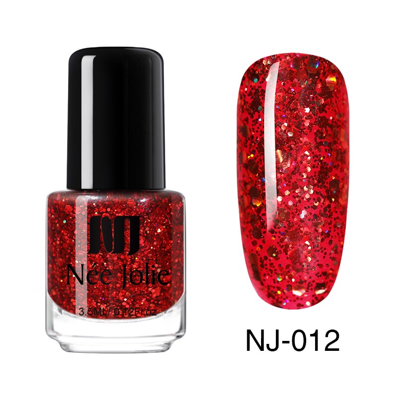 Nee jolie 12 färger nagellack roséguld glitter paljetter gradient serie shimmer flake för nail art diy 3.5ml: Nj -012