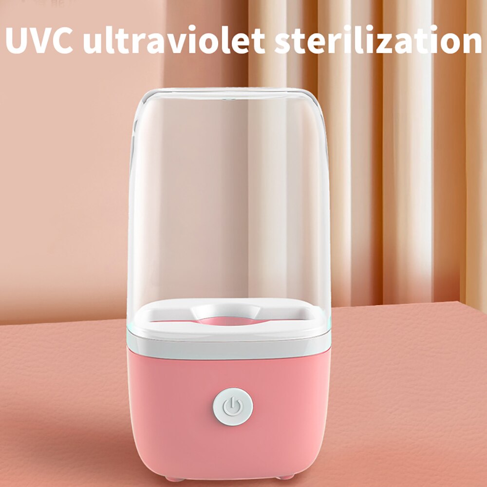Automatic Uv Toothbrush Disinfection Holder U-shaped Electric Toothbrush Disinfection Box Usb Tooth Brush Cleaning Box: Pink