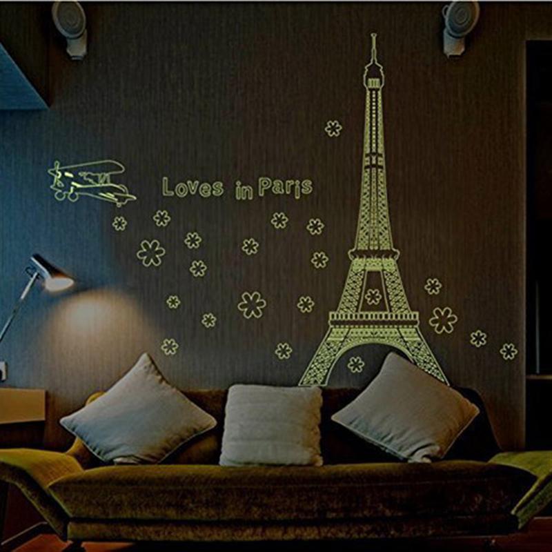 Houdt In Parijs Eiffeltoren Fluorescerende Lichtgevende Stickers Voor Woonkamer Muursticker Home Decor Adesivo De Parede