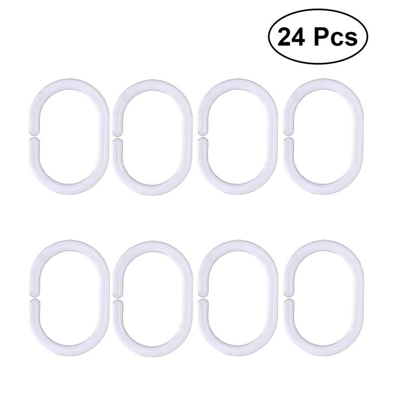 24 stk hvid plast badeforhæng kroge ringe c ringe bøjle bad draper loop clip glide