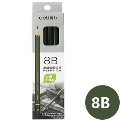 Deli 2h-8b Set Tekening Schetsen Potlood Zacht Veilig Niet Giftig Standaard Potloden Professionele Kantoor School Potlood: 8B