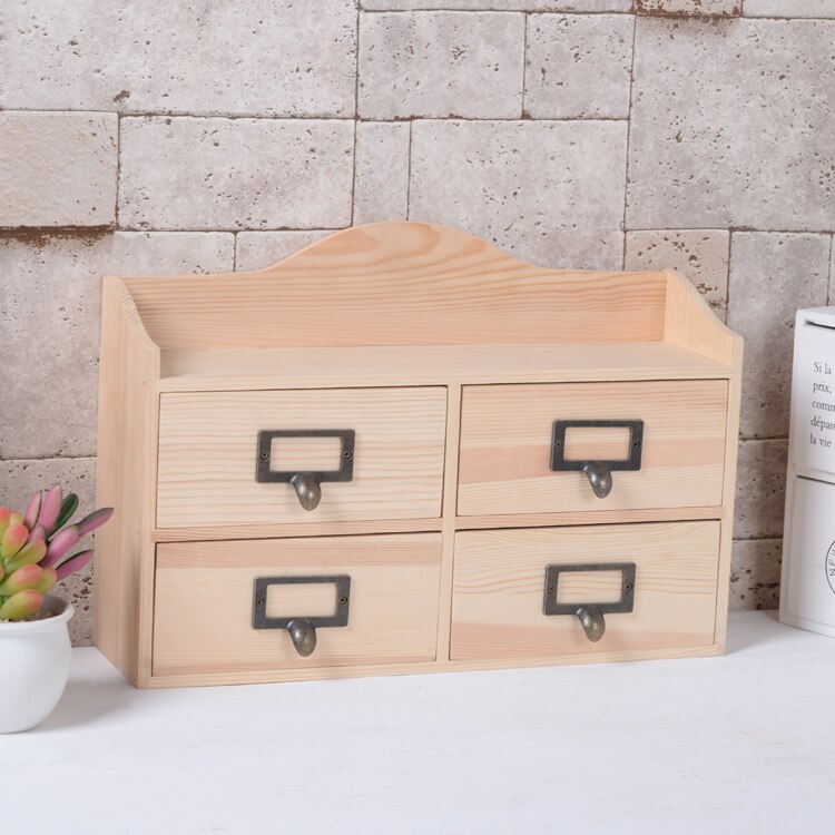 Distressed Light Blue Solid Wood Small Jewelry Box Drawer