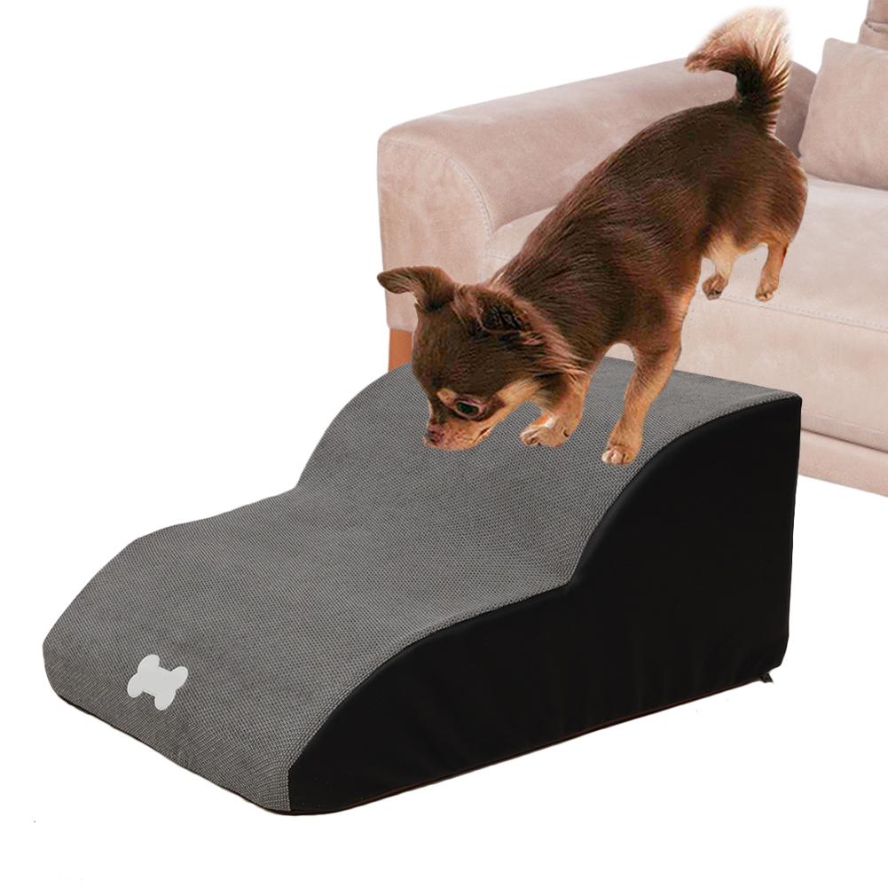 Dog Stairs Ladder high-density sponge Pet Stairs Step Dog Ramp Sofa Bed Ladder for Dogs Cats: Gray