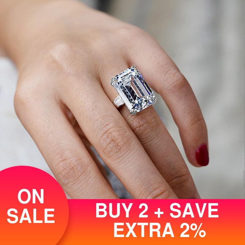 Luksus prinsesse 925 sterling sølv forlovelsesring til kvinder dame jubilæum smykker bulk sælge moonso  r5807
