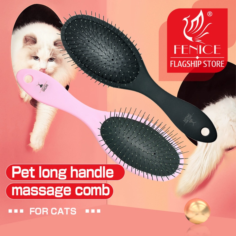Fenice-peine cortador de pelo para mascotas, herramienta de corte con nudo abierto, aguja de acero, cepillo de pelo largo, suministro de aseo para perros y gatos