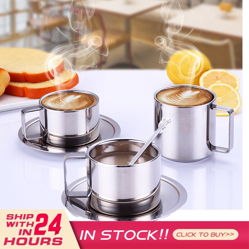 Taza de café de acero inoxidable 304, tazas antiescaldaduras de doble capa para beber/cerveza/agua/té/leche Anti caída botella Tumbler de viaje de Metal