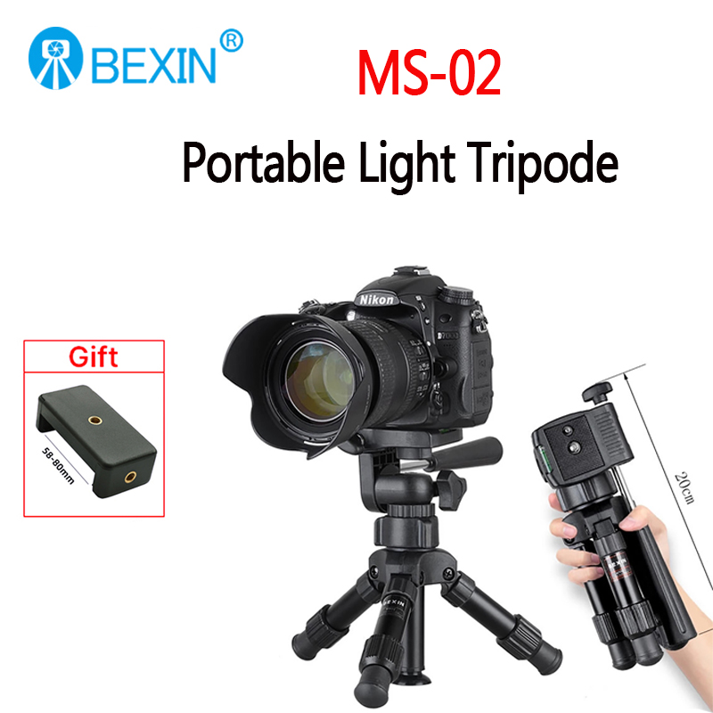 BEXIN MS02 MS08 Portable Tripode Light Travel Stand Tabletop Video Mini Tripod with 360 Degree Ball Head for DSLR Camera