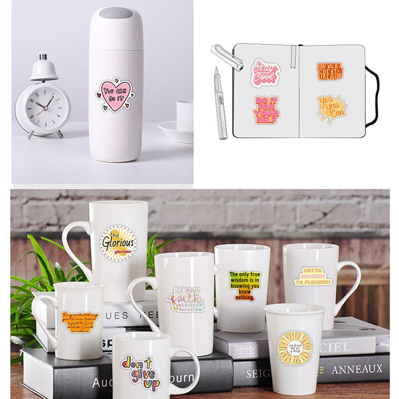 50PCS Motivational Phrases Graffiti Sticker Inspirational Life Quotes DIY Laptop Study Room Scrapbooking Waterproof Decals