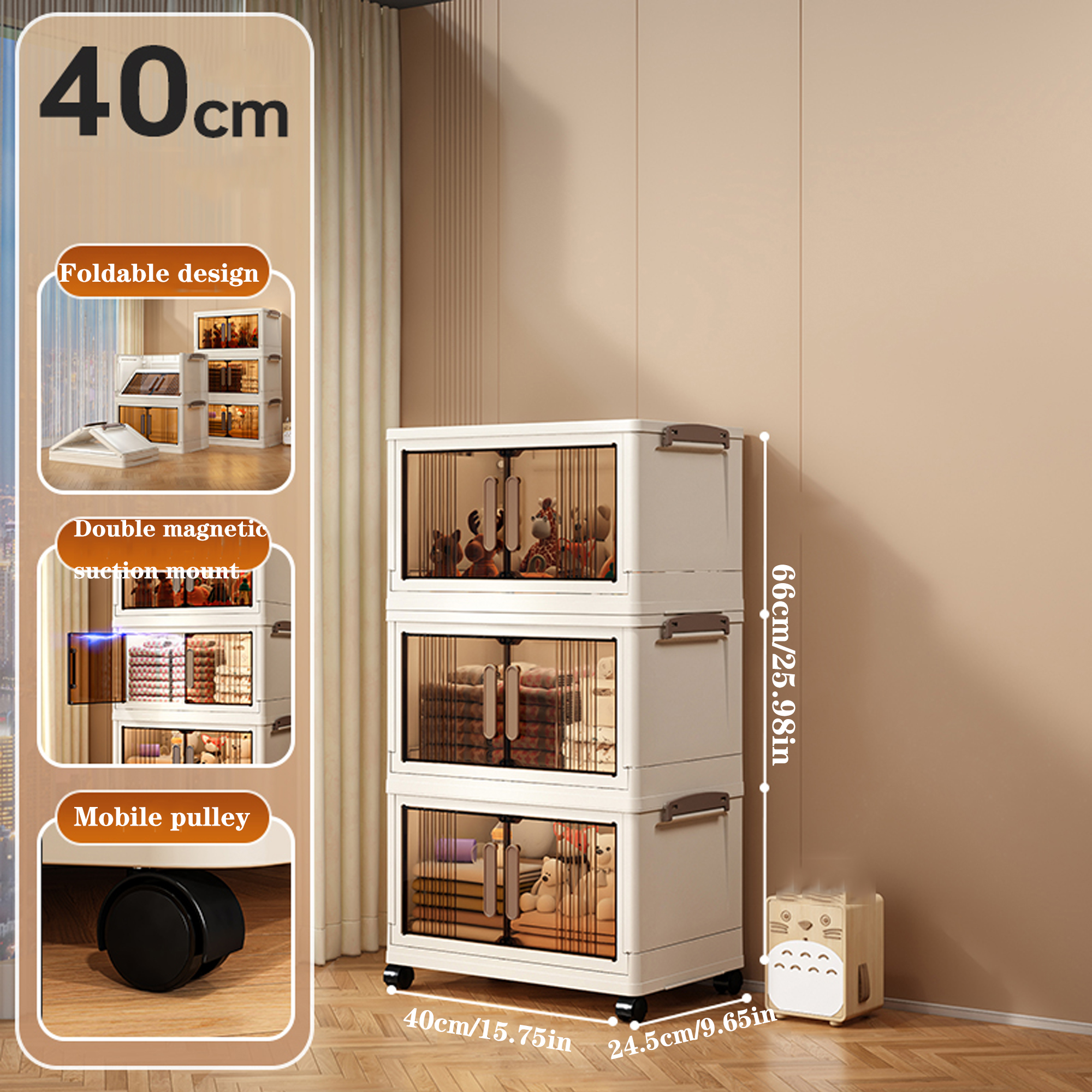 2 lagen/3 lagen/4 lagen/5 lagen 40 cm opvouwbare opbergkast multifunctionele kunststof installatievrije opbergkast met deur extra dikke snacks kleding speelgoed keuken woonkamer opbergkast: green