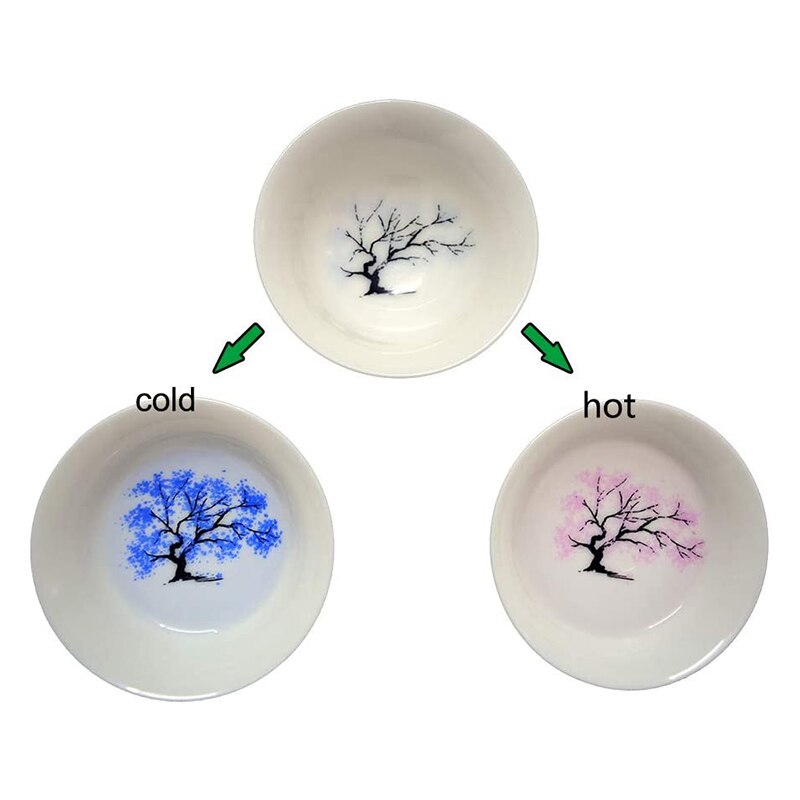 Magic Sakura Sake Cup Color Change with Cold Water-See Peach Cherry Flowers Bloom Magically Sakura Blossom Tea Bowl DTT: peach blossom