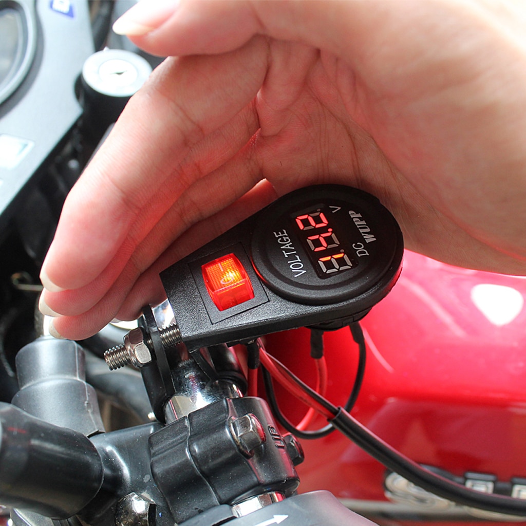 Universal Motorcycle Motor Digitale Led Voltmeter Voltage Meter Aan/Uit Schakelaar