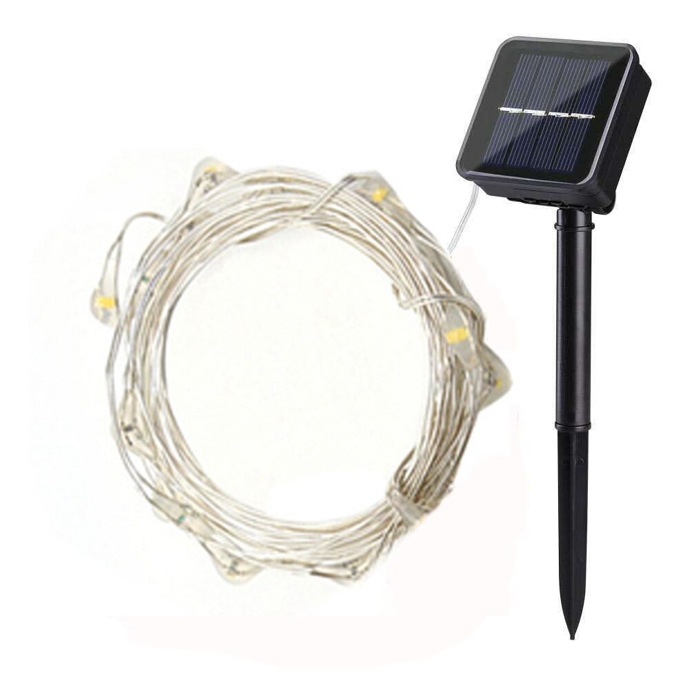 Solar light string outdoor waterproof decorative courtyard led light string Christmas copper wire