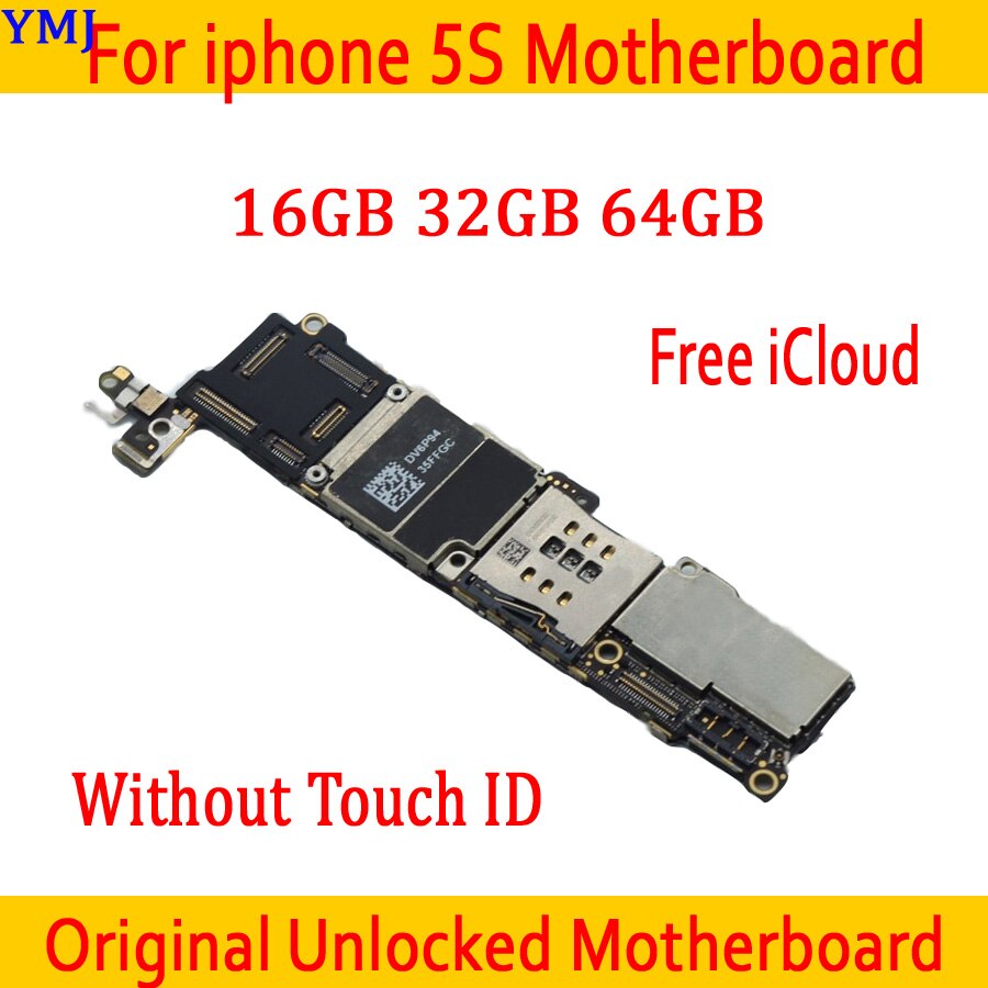 16GB 32GB 64GB desbloqueado de fábrica para iphone 5S Placa base con/sin Touch ID,Original para iphone 5S placa base + Chips